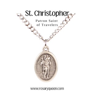 St. Christopher Medal Necklace Catholic Jewelry Saint Medals Religious Gift Silver Tone Patron Saint of Travelers