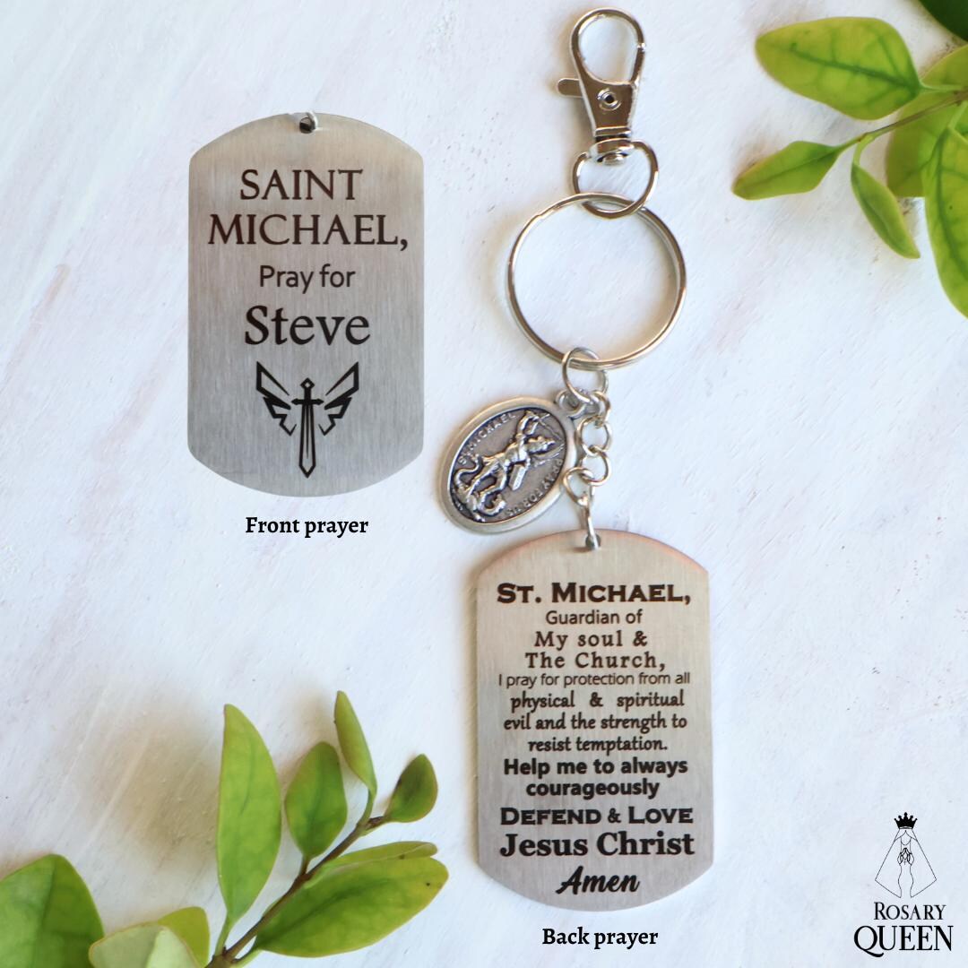 Engraved St. Michael Keychain | Catholic Patron Saint Gift - Etsy