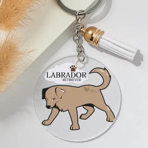 Caramel Labrador Retriever Hondenras Sleutelhanger | Schattige dierenbedel chibi met kwastje | Cartoon puppy kawaii kunst | Verjaardagscadeau dierenliefhebber