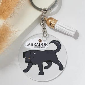 Black Labrador Retriever Dog Breed Keychain | Tassel Cute Chibi Animal Charm Gift | Cartoon Puppy Kawaii Art | Pet Lover Birthday Present