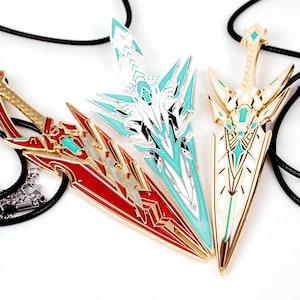 Pyra Mythra and Pneuma Metal Enamel Necklace Keychain or Pin from Xenoblade Chronicles 2