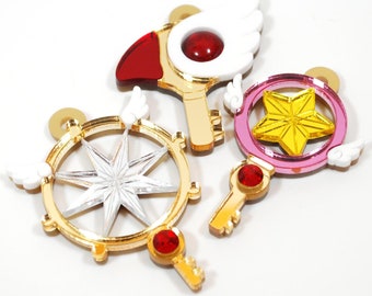 Naszyjnik lub brelok akrylowy z różdżką Cardcaptor Sakura