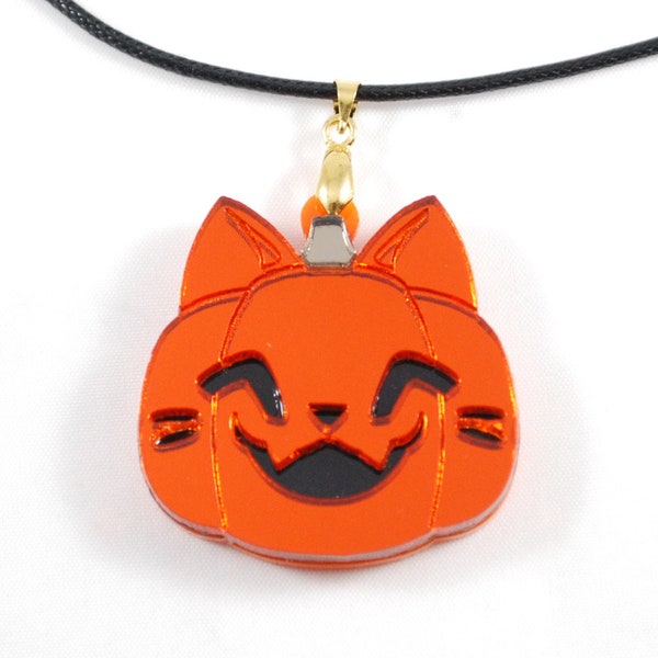 Collier Halloween chat-o-lanterne en acrylique