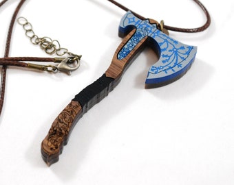 GoW Leviathan Axe Acrylic and Wood Necklace or Keychain Charm