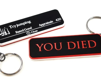 Elden Ring Try Jumping You Died Meme Acrylic Handmade Keychain Charm