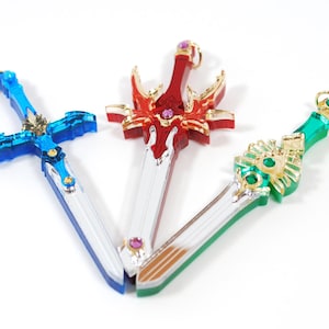 Magic Knight Rayearth Hikari Umi and Fuu Swords in Acrylic as Necklaces or Keychains