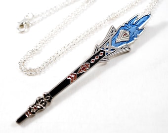 FFXIV G&#39;Raha Tia&#39;s Scion Staff in Metal as Necklace Keychain or Pin