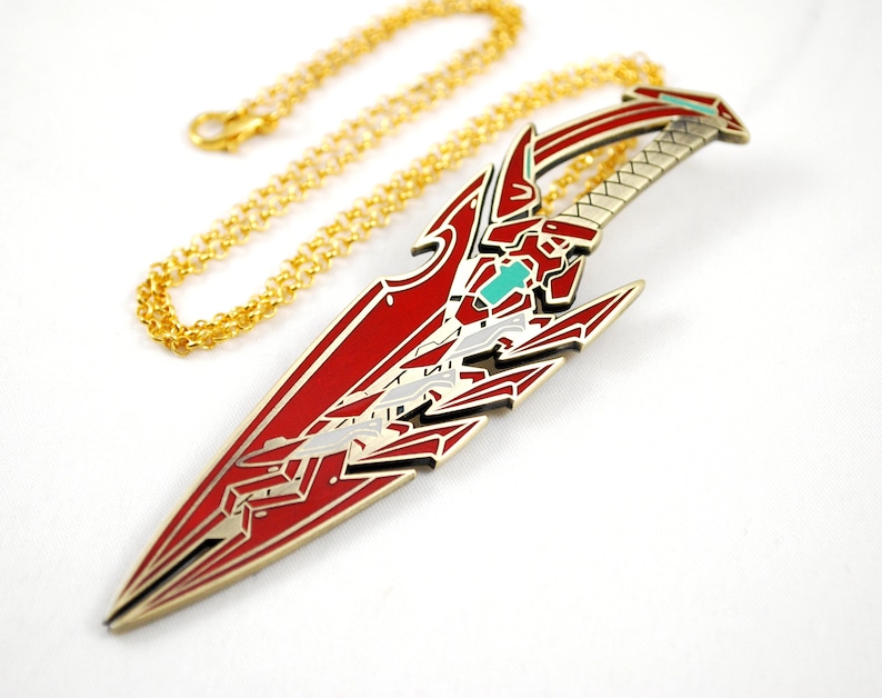 Pyra Mythra and Pneuma Metal Enamel Necklace Keychain or Pin from Xenoblade Chronicles 2 Pyra