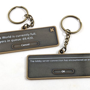 FFXIV Endwalker World Full/Lobby Server Crash Meme Metal DOUBLE SIDED Keychain Charm image 1