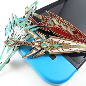 Pyra Mythra and Pneuma Metal Enamel Necklace Keychain or Pin from Xenoblade Chronicles 2 image 2