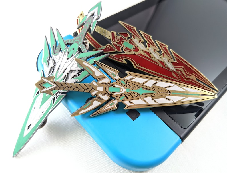 Pyra Mythra and Pneuma Metal Enamel Necklace Keychain or Pin from Xenoblade Chronicles 2 image 2