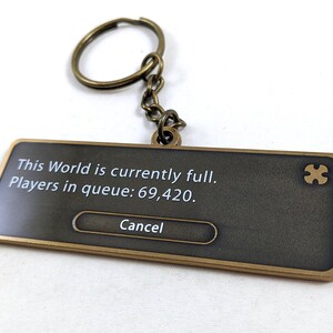 FFXIV Endwalker World Full/Lobby Server Crash Meme Metal DOUBLE SIDED Keychain Charm image 2