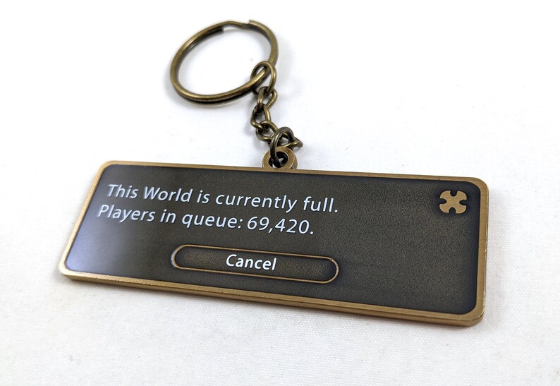 FFXIV Endwalker World Full/Lobby Server Crash Meme Metal DOUBLE SIDED Keychain Charm image 2