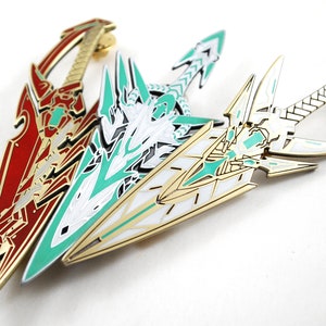 Pyra Mythra and Pneuma Metal Enamel Necklace Keychain or Pin from Xenoblade Chronicles 2 image 1