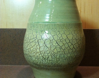 Crackle Surface Vase – 6 inches high, 4 1/4 inches wide, 2 3/4 inch rim (4-15-7)