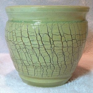 Crackle Surface Vase - 4 1/2 inches high, 4 1/4 inches wide, 4 3/4 rim (3-15-4)