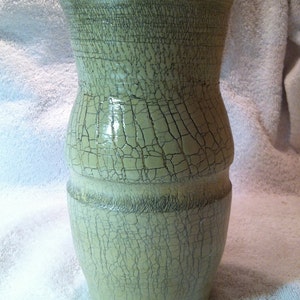 Crackle Surface Vase – 8 inches high, 3 3/4 inches wide, 4 inch rim (2-15-30)