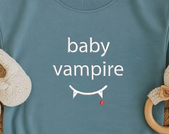 Baby Vampire Halloween Romper, Funny Embroidered Baby Bodysuit, Spooky Baby Outfit, Cute Newborn Halloween Costume