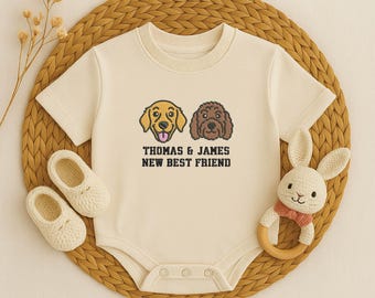 Body personalizado para bebé con diseño de perro, pelele bordado a medida con nombre de mascota, conjunto para recién nacido con perros, regalo para baby shower para amantes de las mascotas.