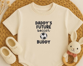 Personalized Soccer Baby Romper – Embroidered Name Bodysuit, Custom Baby Shower Gift