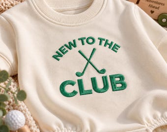Embroidered Golf Baby Romper – "New to the Club", Custom Name