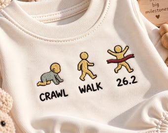 Crawl Walk 26.2 Baby Romper, Embroidered Marathon Baby Bodysuit, Running Baby Outfit, Baby Shower Gift
