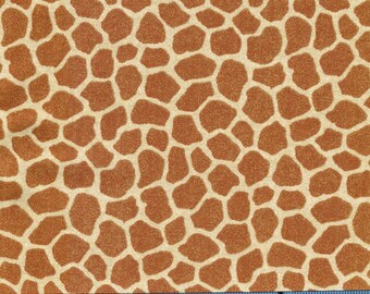 BonEful Fabric FQ Cotton Quilt VTG Cream Brown African Animal Giraffe Skin Print