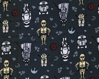 FAT QUARTER STAR WARS FABRIC C3PO ROBOT METALLIC CAMELOT 100/% QUILTING COTTON FQ