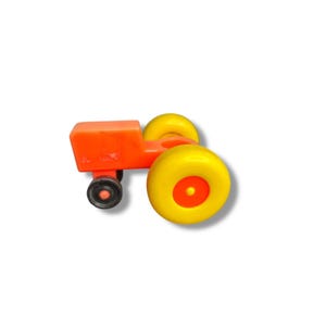 Vintage Fisher Price Little People Tractor Orange Yellow Wheels