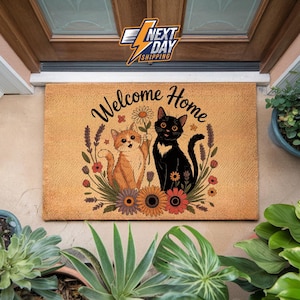 Cat Doormat, Cat Pattern, Welcome Rug, Housewarming Gift, Front Door Decor, Definition Door Mat, Porch Decor, Welcome Home Doormat