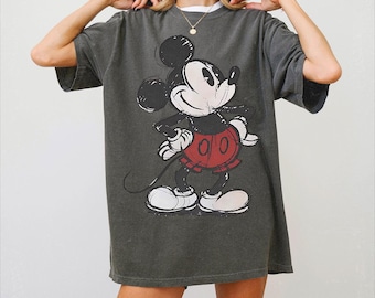 Cute Mickey Mouse Classic Sketch Cute Vintage Portrait T-Shirt, Retro Disney Trip Shirt, Vintage Minnie Shirt, Disney Family Vacation Trip