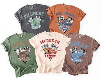 Retro Lightning Mcqueen Comfort Colors Shirt, Rusteze Cars Shirt, Piston Cup Shirt, Pixar Cars Shirts, WDW Family Vacation Shirts