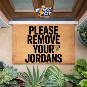 Please Remove Your Sneakers Extra Large Doormat, Natural Eco-Friendly Coir Rubber Double Door Mat, Plastic Free Funny Outdoor Welcome