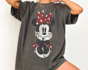 Cute Minnie Mouse Classic Sketch Cute Vintage Portrait T-Shirt, Retro Disney Trip Shirt, Vintage Minnie Shirt, Disney Family Vacation Trip