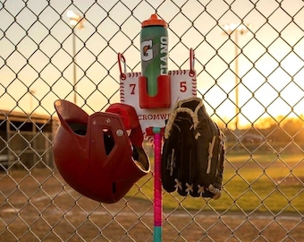 Dugout Dock™ - Bat, Helmet, Glove & Drink Holder - Custom Team Colors Name and  Number
