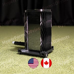 Square Golf Launch Monitor Protective Enclosure with Impact Fins, Ventilation, Leveling Feet, Level and Laser Alignment Holder.
