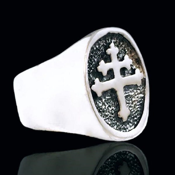 Cross Of Lorraine Magnum PI Team Ring - Sterling Silver 925