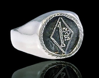 1percent Er Sterling Silver Harley Biker Outlaw Ring Solid Silver 925