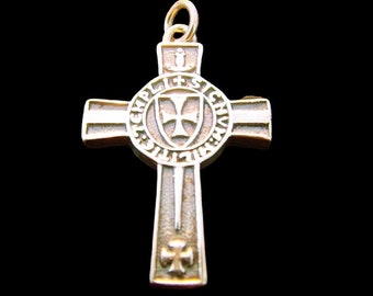 SOLID STERLING SILVER 925 Kreuz Freimaurer Knights Templar Siegel Anhänger