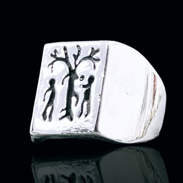 Genesis Adam and Eve Family Tree , tree of life  Ring Solid Sterling Silver 925
