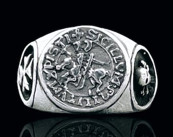 The seal of KNIGHTS TEMPLAR MASONIC sterling silver 925 ring