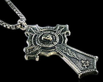 Mason Cross Latin Pendant Masoinc Skull Sterling Silver By Ezi Zino