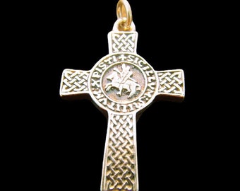 Solid Sterling  Silver 925 Cross Masonic Knights Templar Seal Pendant