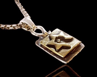 Original Ezi Zino | Vintage 'Power to the Jews' Dog Tag Pendant Brass & Sterling Silver 925 Inspired by Rabi Meir Kahane