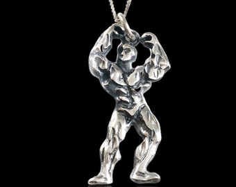 Original Ezi Zino | Ripped Bodybuilder Solid Sterling Silver 925 Pendant