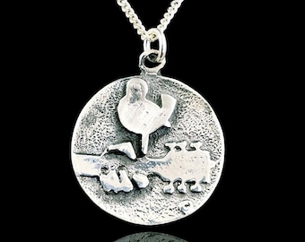 1969 hippie Music festival symbol  Necklace &#39;69  sterling silver 925
