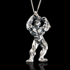 Original Ezi Zino | Ripped Bodybuilder Solid Sterling Silver 925 Pendant