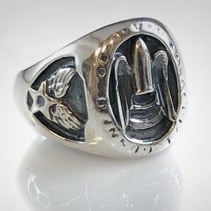 WWII Era US Army Air Forces Aerial Bomber Solid Sterling Silver 925 Veteran's Ring