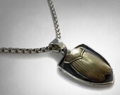 Original Ezi Zino Egyptian Scarab Brass Sterling Silver 925 Shield Dog Tag Pendant