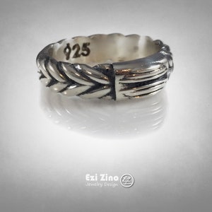 Motivo Ezi Zino original | Anel de casamento dueto trançado em prata esterlina 925